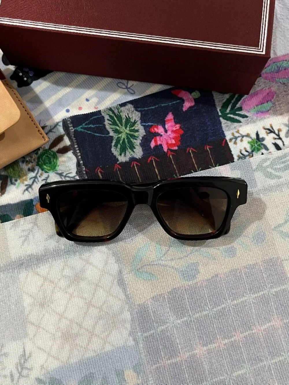 Jacques Marie Mage Black Thick-Framed Square Sunglasses